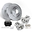 APBRPS738 8 Pcs Rear Drilled Brake Rotors & Pads + Brake Calipers