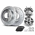 APBRPS804 8 Pcs Rear Drilled Brake Rotor & Pads + Wheel Hub Bearing