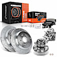 APBRPS851 8 Pcs Rear Drilled Brake Rotor & Pads + Wheel Hub Bearing
