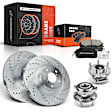 APBRPS889 8 Pcs Front Drilled Brake Rotor & Pads + Wheel Hub Bearing