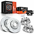 APBRPS905 8 Pcs Front Drilled Brake Rotors & Pads + Brake Calipers