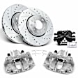 APBRPS905 8 Pcs Front Drilled Brake Rotors & Pads + Brake Calipers