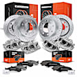 APBRPS992 16 Pcs Front & Rear Drilled Brake Rotors & Pads + Brake Calipers