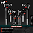 APCA1549 6x Front Inner & Outer Tie Rod Ends & Adjusting Sleeves