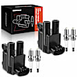 APIC0504 2x Black Ignition Coil & 4x IRIDIUM Spark Plug Kits