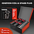 APIC0536 8x Red Ignition Coil & 16x IRIDIUM Spark Plug Kits