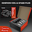 APIC0570 1x Black Ignition Coil & 4x IRIDIUM Spark Plug Kit
