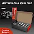 APIC0591 1x Black Ignition Coil & 4x IRIDIUM Spark Plug Kits