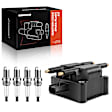 APIC0635 1x Black Ignition Coil & 4x IRIDIUM Spark Plug Kits