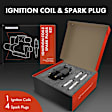 APIC0635 1x Black Ignition Coil & 4x IRIDIUM Spark Plug Kits