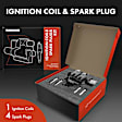 APIC0646 1x Black Ignition Coil & 4x IRIDIUM Spark Plug Kits