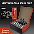 APIC0656 1x Black Ignition Coil & 6x IRIDIUM Spark Plug Kits