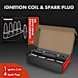 APIC0661 1x Black Ignition Coil & 4x IRIDIUM Spark Plug Kits