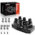 APIC0702 1x Black Ignition Coil & 6x IRIDIUM Spark Plug Kits
