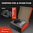 APIC0702 1x Black Ignition Coil & 6x IRIDIUM Spark Plug Kits