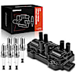 APIC0704 1x Black Ignition Coil & 6x IRIDIUM Spark Plug Kits
