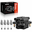 APIC0705 1x Black Ignition Coil & 4x IRIDIUM Spark Plug Kits