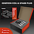 APIC0705 1x Black Ignition Coil & 4x IRIDIUM Spark Plug Kits