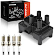 APIC0894 1 Pc Ignition Coil + 4 Pcs IRIDIUM & Platinum Spark Plug Kit