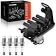 APIC0909 1 Pc Ignition Coil & 4 Pcs IRIDIUM Spark Plug Kit