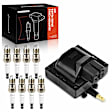 APIC0958 1 Pc Ignition Coil & 8 Pcs Iridium & Platinum Spark Plug Kits