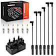 APIC1254 1 Pc Ignition Coil & 6 Pcs Iridium & Platinum Spark Plugs & 6 Pcs Wires