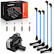 APIC1258 1 Pc Ignition Coil & 4 Pcs Iridium Spark Plugs & 5 Pcs Wires