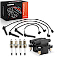 APIC1259 1 Pc Ignition Coil & 4 Pcs Iridium Spark Plugs & 4 Pcs Wires