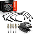 APIC1260 1 Pc Ignition Coil & 4 Pcs Iridium Spark Plugs & 4 Pcs Wires
