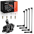 APIC1291 1 Pc Ignition Coil & 4 Pcs Iridium & Platinum Spark Plugs & 4 Pcs Wires