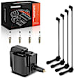 APIC1296 1 Pc Ignition Coil & 4 Pcs Iridium Spark Plugs & 4 Pcs Wires