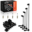 APIC1302 1 Pc Ignition Coil & 4 Pcs Iridium & Platinum Spark Plugs & 4 Pcs Wires