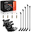 APIC1311 1 Pc Ignition Coil & 4 Pcs Iridium Spark Plugs & 5 Pcs Wires