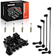 APIC1316 1 Pc Ignition Coil & 4 Pcs Iridium & Platinum Spark Plugs & 4 Pcs Wires