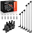 APIC1335 1 Pc Ignition Coil & 6 Pcs Iridium Spark Plugs & 6 Pcs Wires
