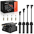 APIC1347 1 Pc Ignition Coil & 4 Pcs Iridium Spark Plugs & 4 Pcs Wires