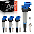 APIC1384 4 Pcs Blue Ignition Coil & 4 Pcs Iridium Spark Plug Kit