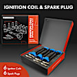 APIC1385 6 Pcs Blue Ignition Coil & 6 Pcs Iridium Spark Plug Kit