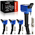 APIC1390 4 Pcs Blue Ignition Coil & 4 Pcs Iridium Spark Plug Kit