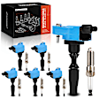 APIC1393 6 Pcs Blue Ignition Coil & 6 Pcs Iridium Spark Plug Kit
