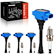 APIC1394 4 Pcs Blue Ignition Coils & 4 Pcs Iridium & Platinum Spark Plugs Kit