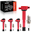 APIC1399 4 Pcs Red Ignition Coil & 4 Pcs Iridium Spark Plug Kit