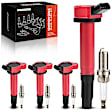 APIC1400 4 Pcs Red Ignition Coils & 4 Pcs Iridium Spark Plugs Kit