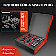 APIC1400 4 Pcs Red Ignition Coils & 4 Pcs Iridium Spark Plugs Kit