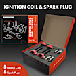 APIC1401 8 Pcs Red Ignition Coil & 8 Pcs Iridium Spark Plug Kit