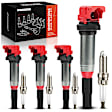 APIC1404 4 Pcs Red Ignition Coils & 4 Pcs Iridium Spark Plugs Kit