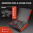 APIC1404 4 Pcs Red Ignition Coils & 4 Pcs Iridium Spark Plugs Kit