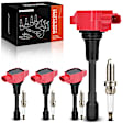 APIC1409 4 Pcs Red Ignition Coils & 4 Pcs Iridium Spark Plugs Kit