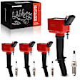 APIC1411 4 Pcs Red Ignition Coil & 4 Pcs Iridium Spark Plug Kit