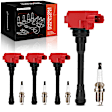 APIC1415 4 Pcs Red Ignition Coil & 4 Pcs Iridium & Platinum Spark Plug Kit